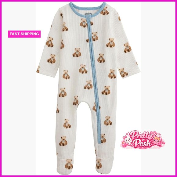 Soft Waffle Weave Footed Sleeper 57% Cotton 41% Polyester 2% Spandex